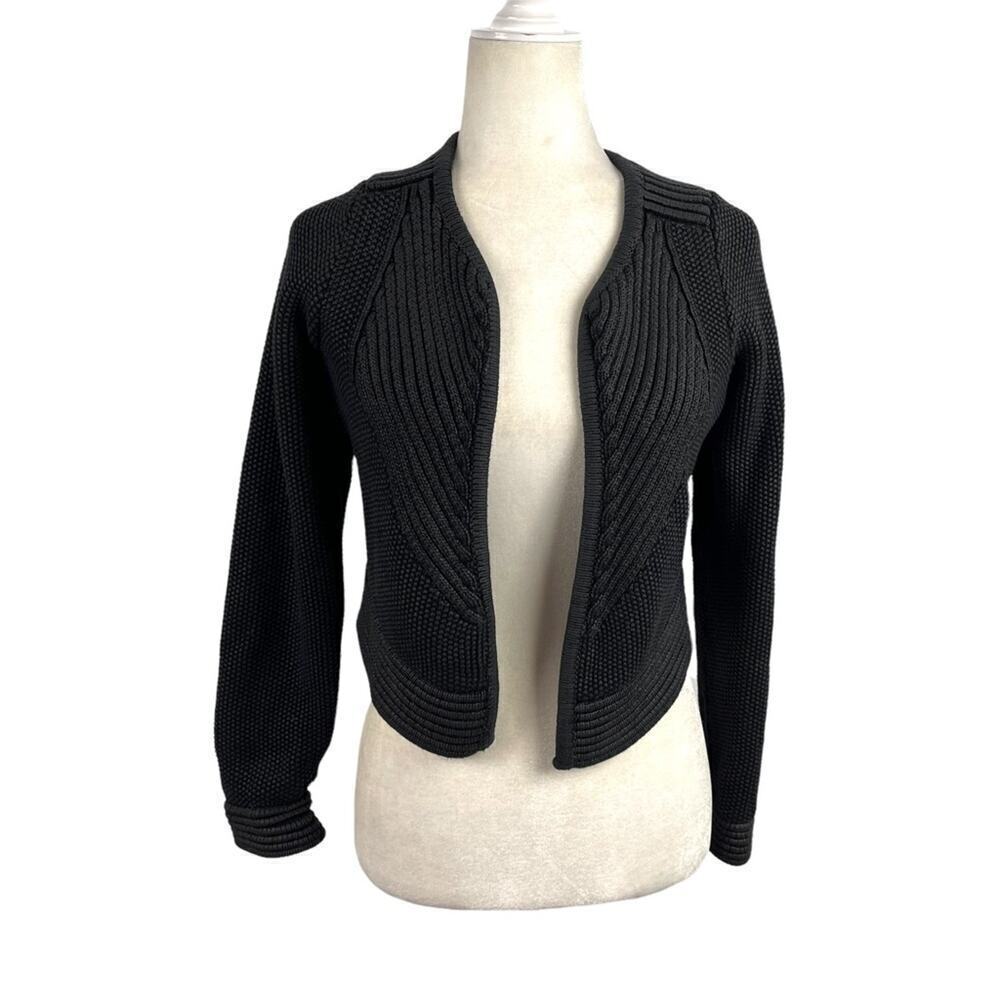 Closed GMBH Rib-stitch Black Coated Cardigan Cotton tape Size XS